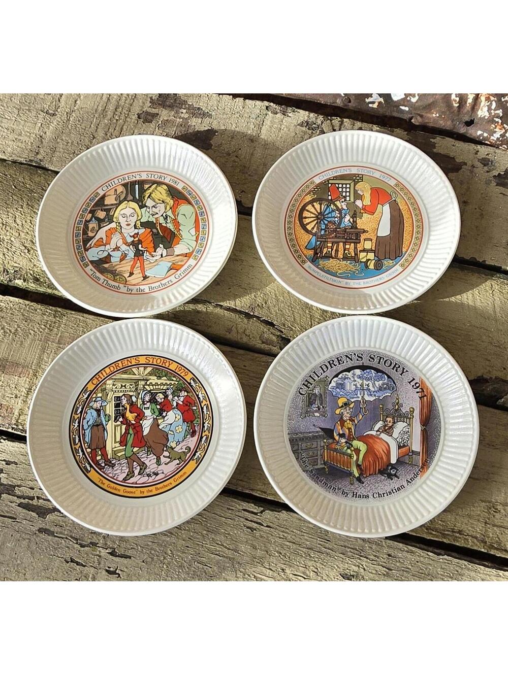 Vintage Wedgwood Childrens Plates Rumpelstiltskin Sandman Golden Goose Tom Thumb